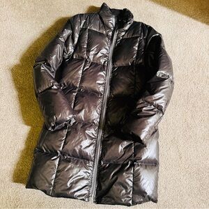 Michael Kors MK metallic charcoal gray puffer coat winter jacket women's size M